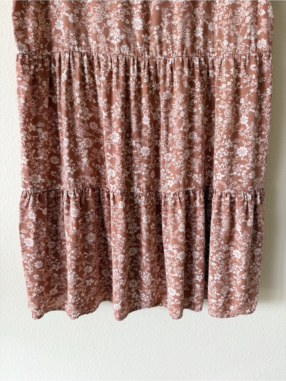 Lucky Brand Boho Floral Tiered Button Front Mini Dress Rayon - Picture 10 of 13